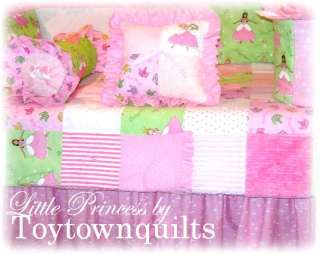Pink Princess chenille baby girl crib quilt bedding  