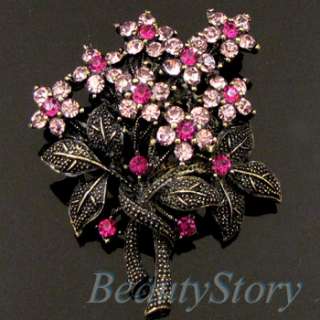   Item  1 pc antiqued rhinestone crystal flower brooch pin