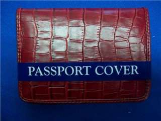 Ladies Passport Wallet Cover Deep Red Croco Kim Rogers NWT  