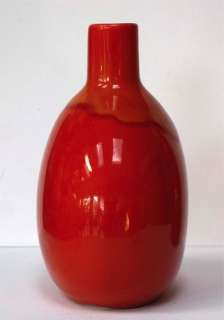 Vintage Jaru Art Pottery Ceramic Vase Vases Pair Orange Drip Modernist 