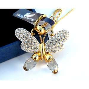  Crystal Butterfly Pendant & Necklace   100% Pure Swarovski Crystal 