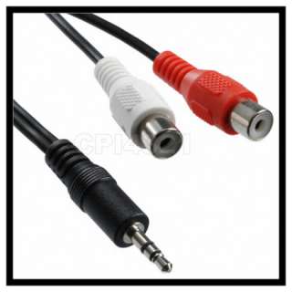 5MM MALE AUDIO STEREO JACK TO 2 RCA F CABLE ADAPTER  