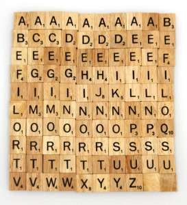 New wooden scrabble tiles 100 complete for scrapbooking  