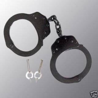 Double Locking Steel Hand Cuffs Police Handcuffs   Black