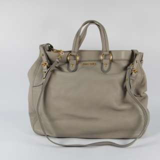 Authentic Celeb Miu Miu Grey Leather Shoulder Bag Handbag  