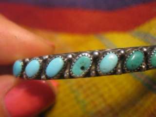   Zuni Rare Green&Blue Turquoise Sterling Silver Cuff Bracelet  
