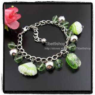  Coloured Glaze Heart Flower Ring Fashional Charm Bracelet D35  