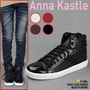 Annakastle Womens Shiny Skateboarding Sporty High Top Sneakers Size US 