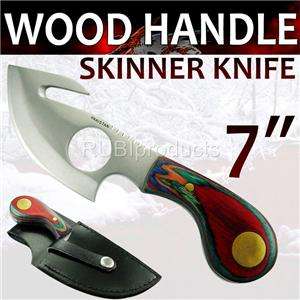 Skinning Knife WOOD HANDLE Handle Pro Hunting Knives Skinner Gut 