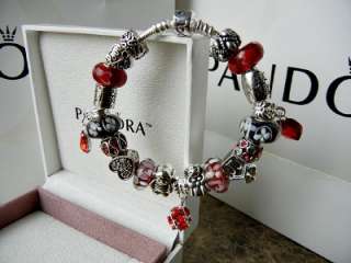 AUTHENTIC PANDORA .925 STERLING SILVER BRACELET MOTHERS DAY RED 20 