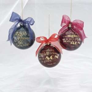 Pack of 6 Religious Inspirational Glass Ball Christmas Ornaments 4 