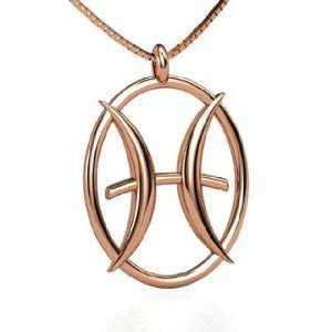  Pisces Pendant, 14K Rose Gold Necklace Jewelry