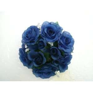    Set of 6 ROYAL BLUE Rose Flower 3 Candle Rings