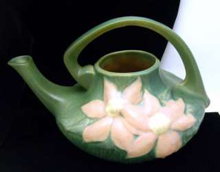 ROSEVILLE Pottery Teapot Pitcher Clematis No Lid Green  