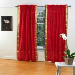   Rod Pocket Sheer Sari Curtain Panel (India)   Pair