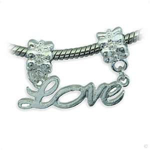 slide on Charm Bead element   silver LOVE Charm #15165, Beads bracelet 