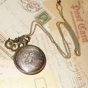 Steampunk Harry Potter OWL pocket WATCH necklace charm  