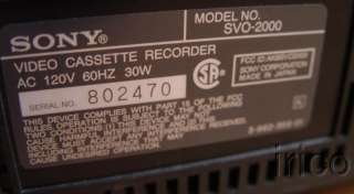 SONY SVO 2000 S VHS Recorder  