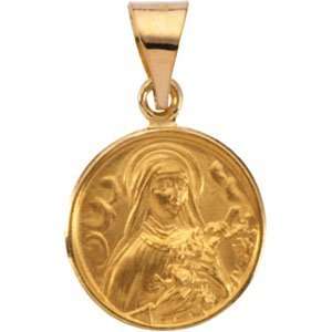  13.00 Mm 18K Yellow Gold St. Theresa Medal Jewelry