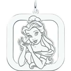   Sterling Silver Disney Princess Belle Square Charm Jewelry
