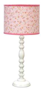 White Metal Table Lamp 23 Pink Petite Fleur Shade 758647400973  