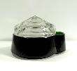   ECLIPSE EMERALD GREEN GLASS DOMED INKWELL INK WELL w/ PEN STAND  