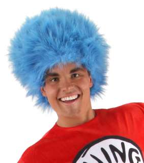 Thing 1 or 2 Cat In The Hat Dr. Seuss Adult BLUE Hair Costume Wig 