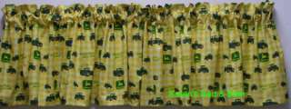 Tractor Yellow Check Plaid Nursery Kitchen Bedroom Curtain Valance