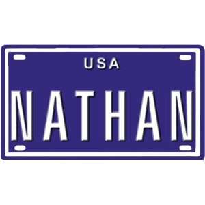 NATHAN USA MINI METAL EMBOSSED LICENSE PLATE NAME FOR BIKS, TRICYCLES 