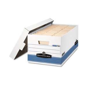  Stor/File Storage Box, Legal, Locking Lid, White/Blue, 12 