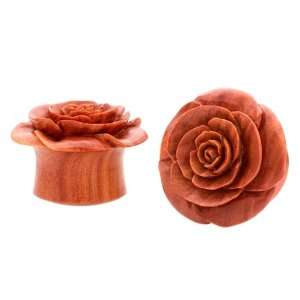   Pair of Organic Areng Wood Chocolate Rose Plugs UrbanStar Jewelry